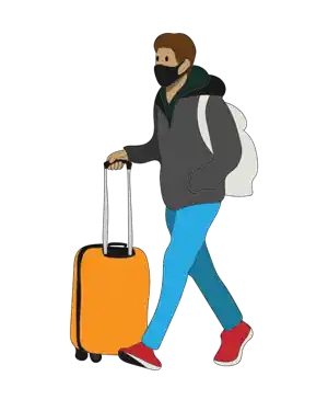 Traveller beginning an international journey